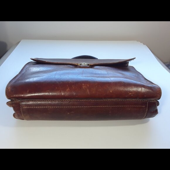 The Bridge Vintage Brown Briefcase Document Bag Real Leather Italy Attaché - Picture 5 of 13